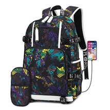 2pcs/set Printed Backpack Men Fashion School Bags For Teenage Girls Boys  Patter - £139.63 GBP