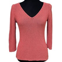 Eileen Fisher Rose Pink Silk V-Neck Sweater Size Small - £32.48 GBP