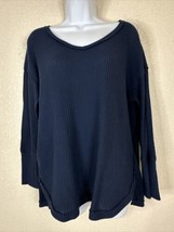 Vintage America Womens Size M Navy Blue Thermal Knit Top Long Sleeve - £8.02 GBP