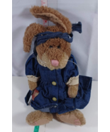 Boyds LUCILLE ~ scruffy chenille denim dressed rabbit ~ 12&quot;  ears  very ... - £7.76 GBP
