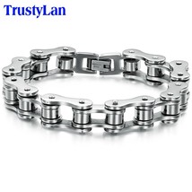 Rock And Roll Stainless Steel Man Bracelet 12MM Bike Bicycle Motorcycle Link Cha - £16.88 GBP