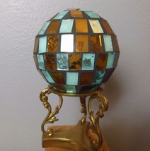  Vintage Mosiac Turquoise and Copper Colored Carpet Ball Decorative 4&quot; - £13.20 GBP