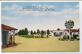 Motel Villa Highway 180 62 El Paso Texas linen postcard - £5.01 GBP