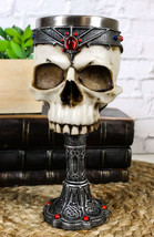 Medieval Cursed Skull With King Crown Diadem Gems Gothic Wine Goblet Chalice Cup - £19.84 GBP