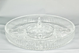 Laura Glass Works Round Dish Crystal Glass w/ 5 Sections For Treats 9.5&quot; - £26.57 GBP