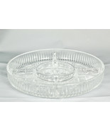 Laura Glass Works Round Dish Crystal Glass w/ 5 Sections For Treats 9.5&quot; - £26.57 GBP