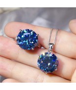 10 Carat Moissanite 925 Sterling Silver Ring and Necklace Set - $11,756.66 MXN