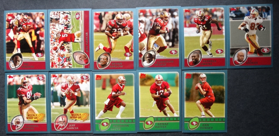 Primary image for 2003 Topps San Francisco 49ers Team Set of 11 Football Cards