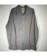Mountain Hardwear Men&#39;s Sz Large Gray W/Red &amp; Blue Stripe Button Front L... - $24.74