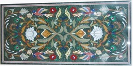 Green Marble Rectangle Coffee Table Top Inlay Floral Mosaic Art Living Room Deco - $1,977.03
