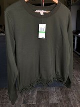 Michael Kors ivy Green basics Ruffle sweatshirt Women’s Large Msrp $88 Nwt - £34.36 GBP
