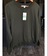 Michael Kors ivy Green basics Ruffle sweatshirt Women’s Large Msrp $88 Nwt - £34.25 GBP