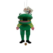Vintage Wooden Frog Puppet Pull Toy Italian Made Sevi Brand 1831 - $19.79