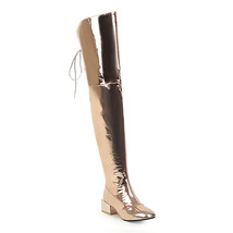 Thigh High Boots Sexy Silver Mirror Over Knee Boots Womens Patent Leather T Show - £97.86 GBP