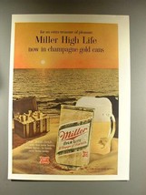 1968 Miller High Life Beer Ad - Champagne Gold Cans - £14.26 GBP