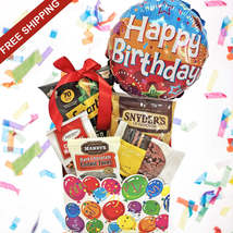 Birthday Gift Box with Cookies, Snacks, Happy Birthday Balloon for Men, ... - $28.95