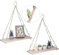 Hanging Shelves For Wall &amp; Window Plant Shelf, Leaf Rope, Light Color,Large*2 - £25.02 GBP