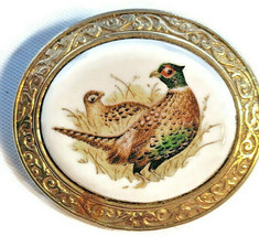Avon Fashion Brooch Pin Rich Splendor Of Fall The Pheasant Birds Gold-Tone 1.5&quot; - £19.97 GBP