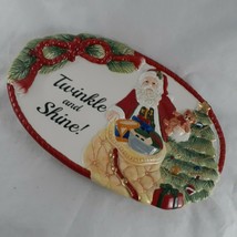 Fitz &amp; Floyd Twinkle and Shine Christmas Canape Cookie Plate Ceramic Can... - $21.77
