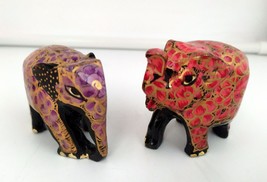 2x Indian Elephant Antique Style Kashmiri Paper mache Hand Painted Handi... - £25.98 GBP