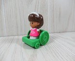 Fisher Price Little People girl brown hair pink dress green wheelchair Mia - £6.54 GBP