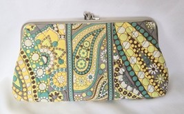 VERA BRADLEY Lemon Parfait Double Kiss Lock Clutch Purse Wallet Paisley - $348.57 MXN