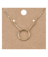 CHIC Minimalist 18kt Gold Plated Round Ring Pendant Petite Dainty Necklace - £10.41 GBP