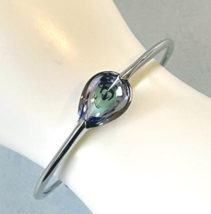 Baccarat Fleurs De Psydelic Aqua Blue Crystal Bracelet 925 Silver Size 6... - $212.75