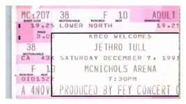 Jethro Tull Concert Ticket Stub December 7 1991 Denver Colorado - £19.35 GBP