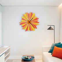 Large size stylish orange wooden wall clock made of plywood - The Settin... - $159.00+
