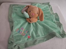 Baby Starters My Ist Easter Bunny Security Blanket Green White Polka Dot... - $14.83
