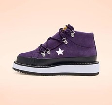 Converse Women&#39;s One Star Mid Boot Shoes Purple Black White 566162C Size 11 - £42.83 GBP