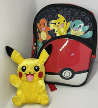 Pokemon lot Small 12 inch backpack and velvet Pikachu - £6.76 GBP