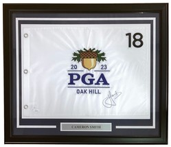 Cameron Smith Signed Framed 2023 PGA Oak Hill White Golf Flag JSA - £231.31 GBP