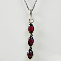 Handmade 925 Sterling Silver Red Garnet Marquise Shape Women Pendant Necklace - £24.58 GBP+