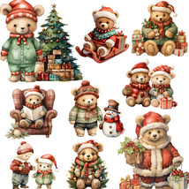 20 PCS Christmas Santa Teddy Bear Toy Stickers Lot Vintage Gift Wrapping DIY - £6.35 GBP