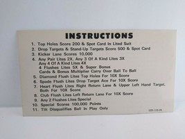 Hot Hand Pinball Machine Original Instructions Card 1979 Double Sided 12B-112-24 - $15.91