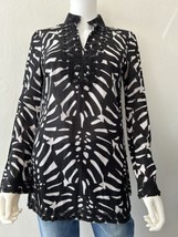 Tory Burch Tunic Top Embellished Beaded 100% Cotton Black White Size 4 - £59.34 GBP