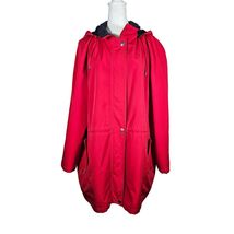 Nautica Womens Hooded Raincoat Jacket Red Pockets Detachable Hood Size XL - $39.99