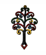 Vintage  Hand Painted Iron Family Tree Tree of Life Trivet Hot Plate 7.7... - $285.10 MXN