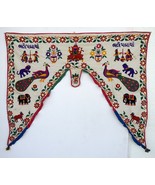 Vintage Door Valance Window Decor Wall Hanging Hand Embroidered 50 x 42 ... - £31.76 GBP