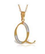 Initial &#39;Q&#39; Pendant Diamond Necklace Galaxy Gold GG 14K Solid Rose Gold ... - $643.49