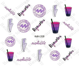 Nail Art Water Transfer Stickers purple sneakers tea Australia aquarius KoB-1328 - £2.38 GBP
