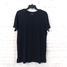 Woman Within Top Womens Medium 14/16 Black Waffle Knit Short Sleeve Tee Stretch - £14.23 GBP