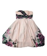 Women&#39;s Floral Flowy Cocktail Size 4 Strapless Barbie Pink Dress Grace K... - $24.75
