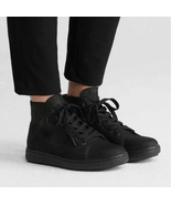 Eileen Fisher Game 2 Black Tumbled Nubuck Leather High Top Sneaker 7 - €49,43 EUR