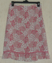 New Womens Christopher &amp; Banks Pink W/ Roses Floral Print Lined Skirt Size 8 - £22.13 GBP