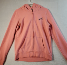 PINK Victoria&#39;s Secret Hoodie Womens XS Pink Knit Cotton Black Logo Full Zipper - £8.75 GBP