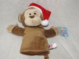 Ganz Playtime Puppet Stuffed Plush Monkey Xmas Holiday Santa Hat Cap Han... - $34.64