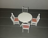 Dollhouse Table and 4 Chairs Red and White Checkered Gingham Lot - £12.06 GBP
